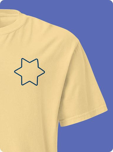 a yellow shirt with a star on it