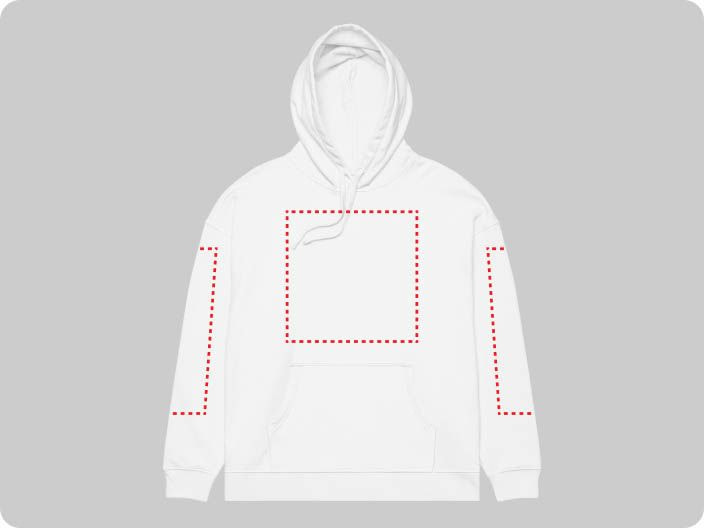 a white hoodie with red lines on it