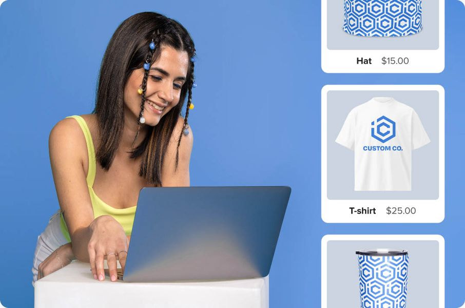 young woman selecting custom products