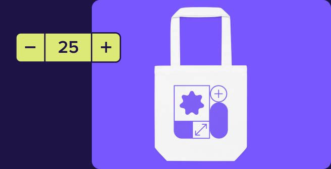 a white bag with a purple design on it