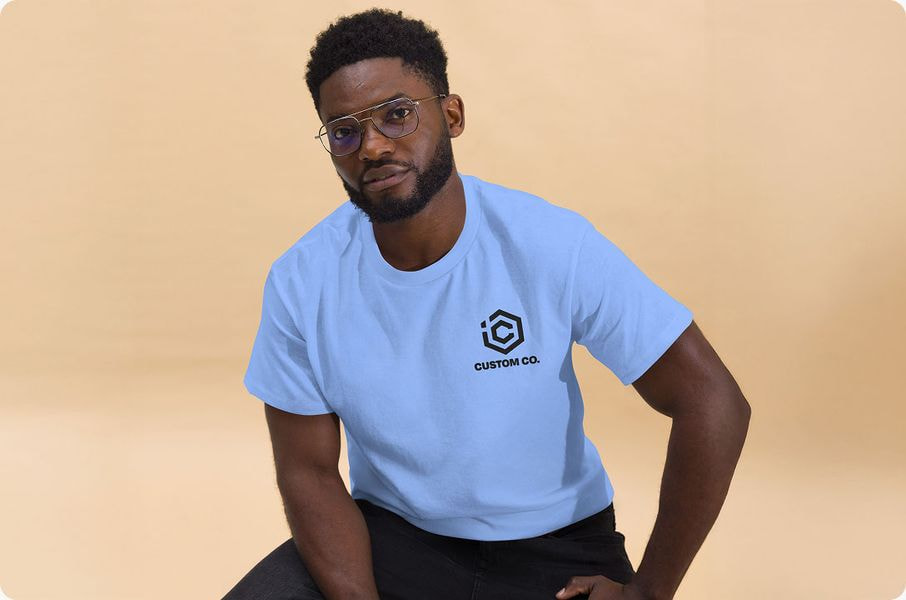 man wearing custom t-shirt
