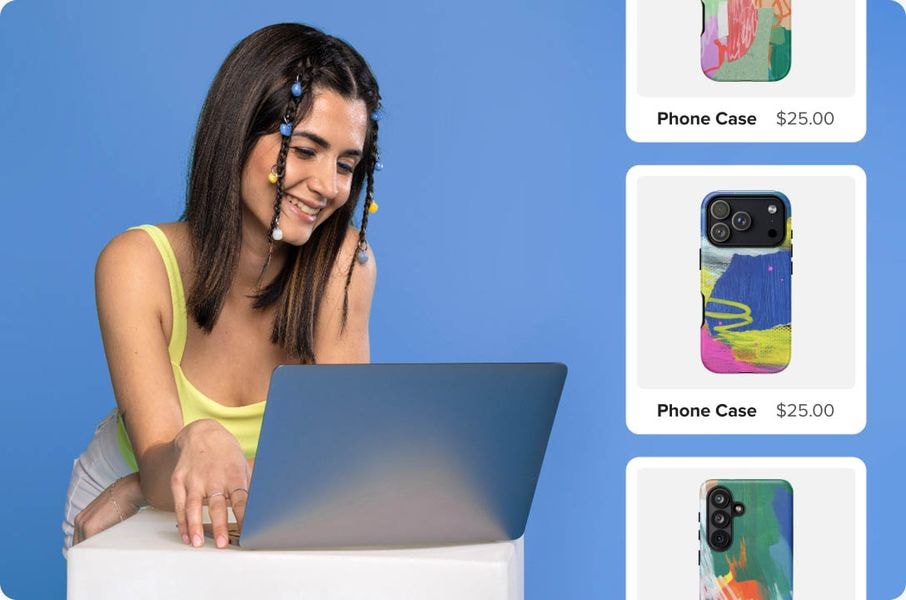 a woman looking at a laptop