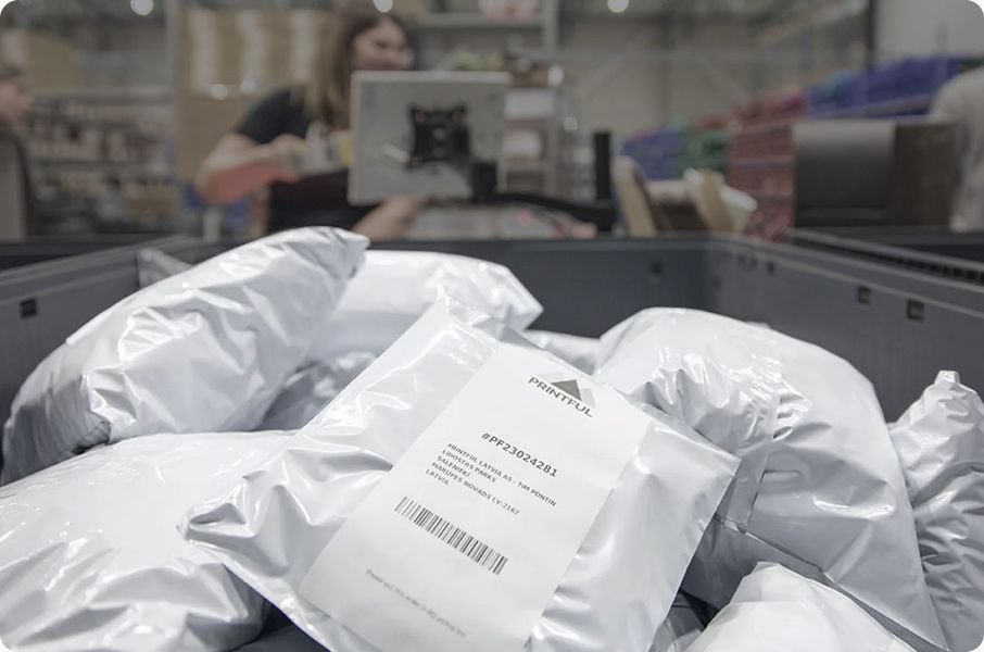 a pile of shipping bags