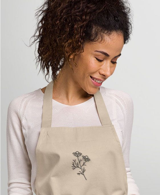 a woman wearing a apron