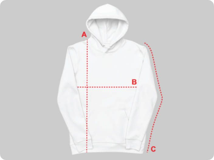 a white sweatshirt with a red line