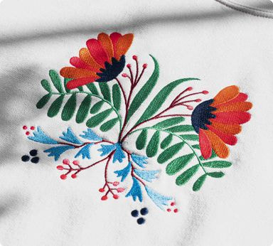 a close up of a flower embroidery