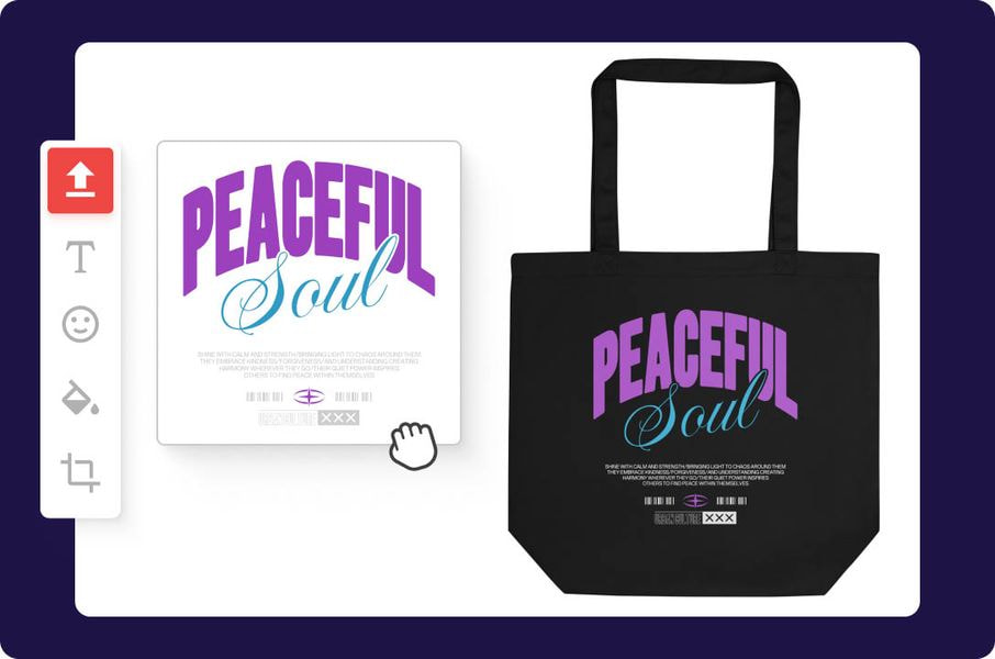 a black and purple tote bag