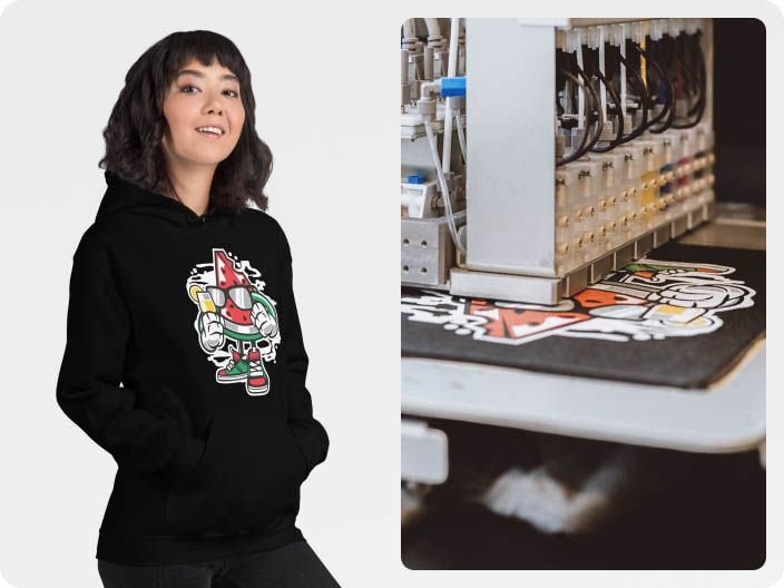 a woman wearing a hoodie