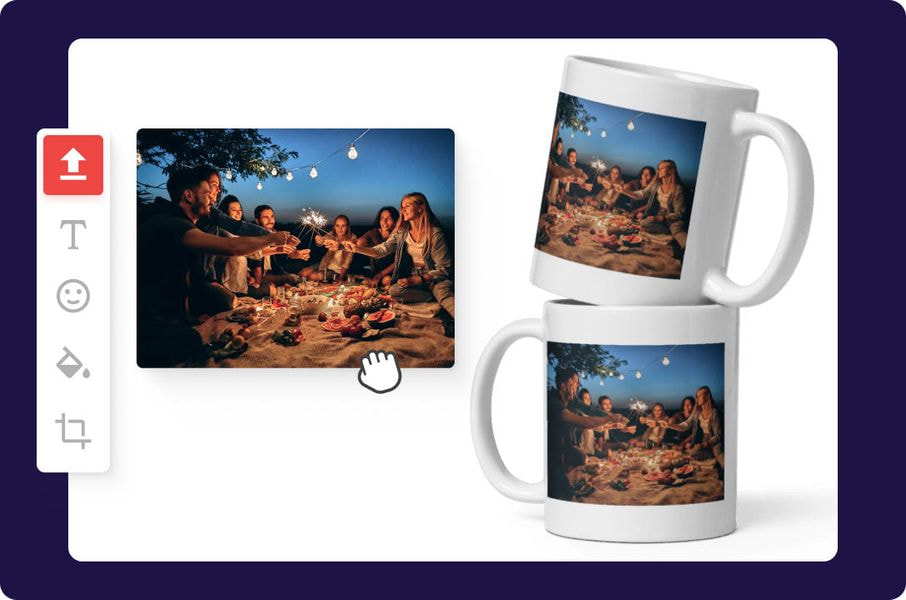 a mugs with images of people around each other