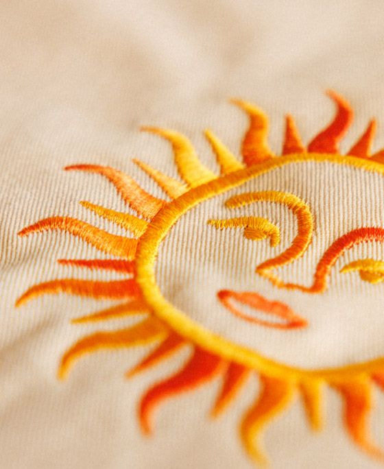 a close-up of a fabric with embroidery on it