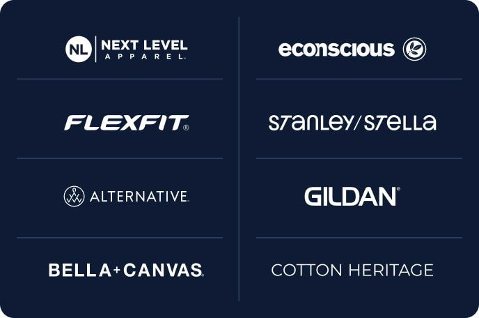 Eine Gruppe von Logos mit weißem Text