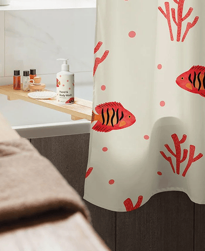 fish-themed shower curtain