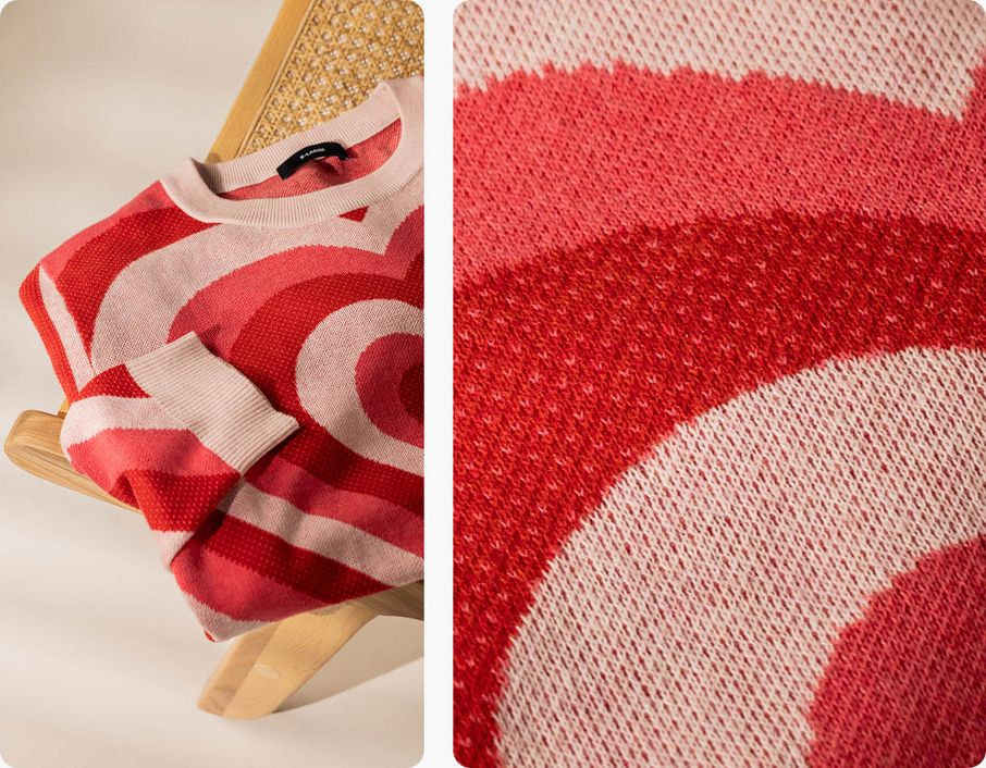 a red and white sweater
