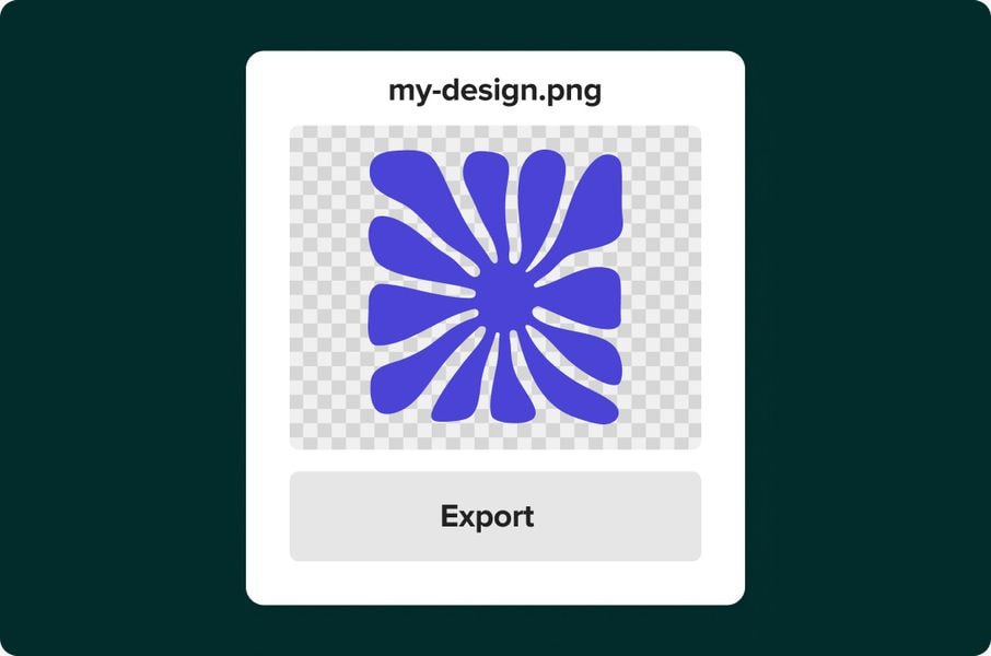 Design export screen showing uploaded PNG artwork ready for download.