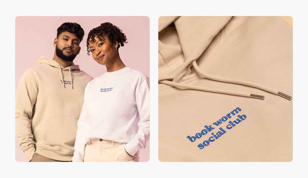 a man and woman wearing customized apparel