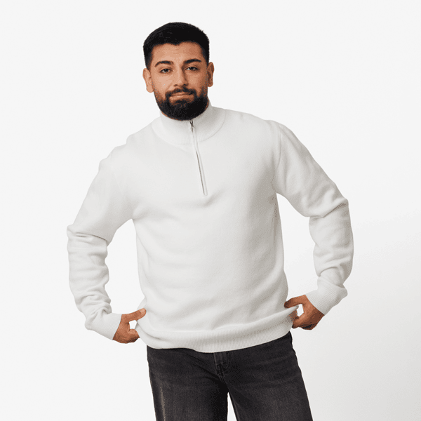 Unisex Knitted Quarter Zip Sweater