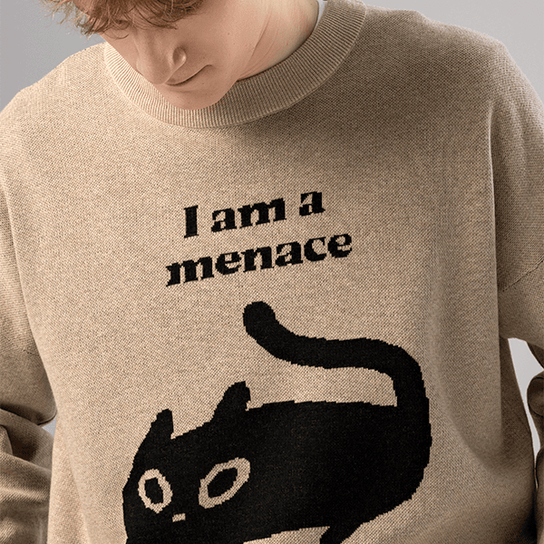 Unisex Relaxed Fit Knitted Crew Neck Sweater
