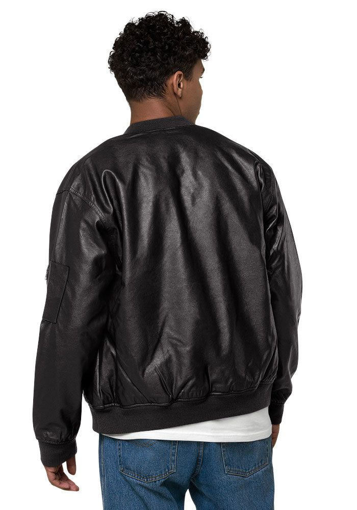 FAUX LEATHER BOMBER JACKET