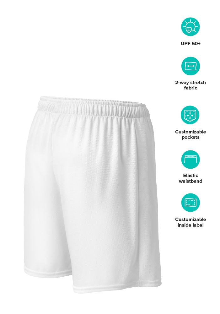 White Mesh Overall Shorts in Slim Fit