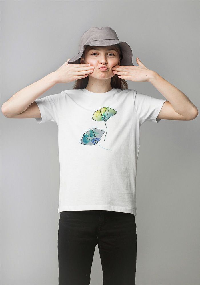 Boys’ white organic cotton loose T-shirt with logos