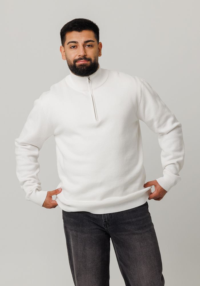 Unisex Knitted Quarter Zip Sweater main 2