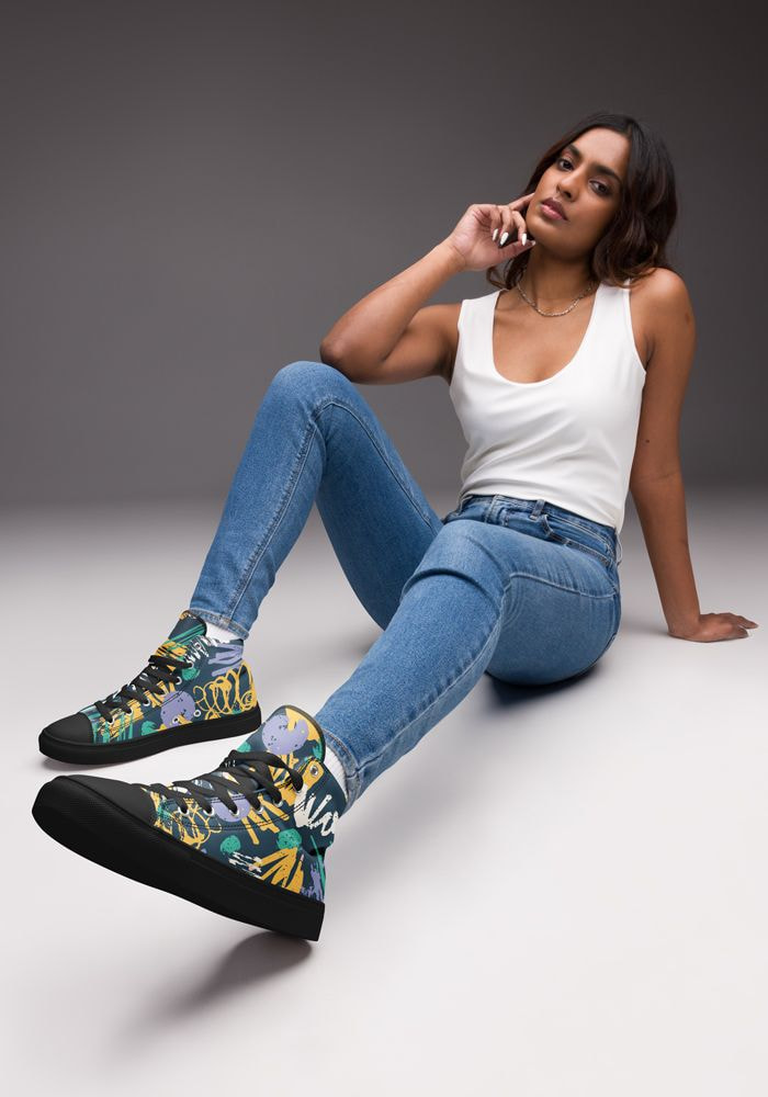 Womens canvas cheap high top sneakers