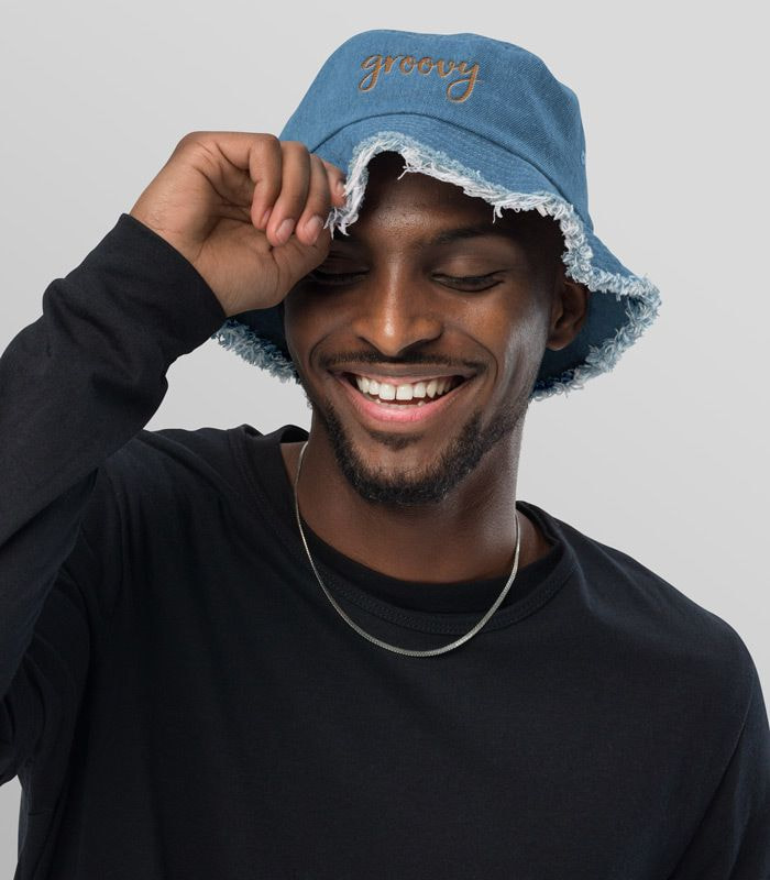 FROME Distressed Denim Bucket Hat