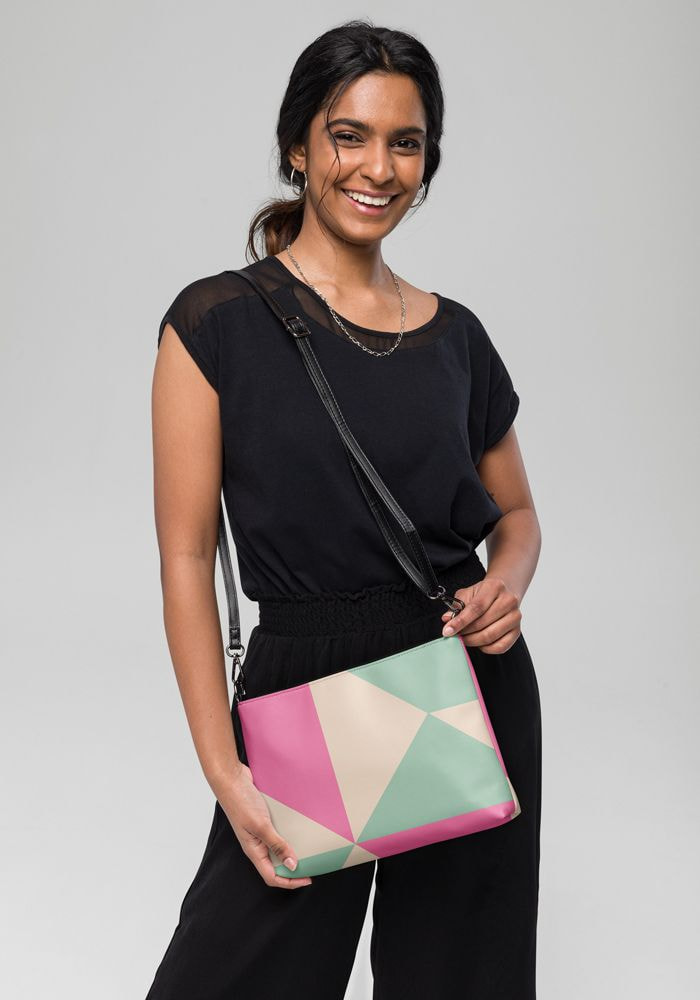 All-over Printed Color-blocked Shell Bag, Handheld And Crossbody Bag