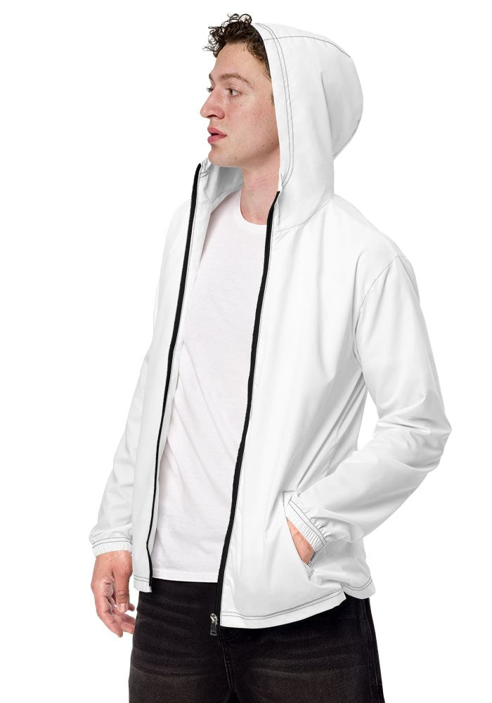 White and cheap grey windbreaker