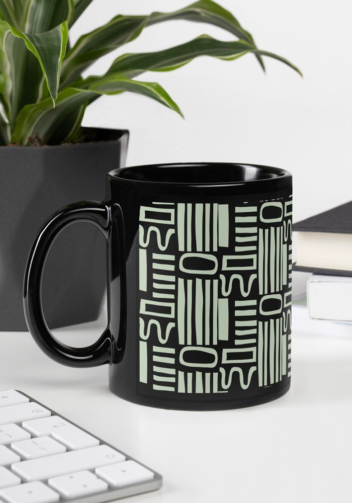 Black Ceramic Sublimation Coffee Mug with Printable White Area