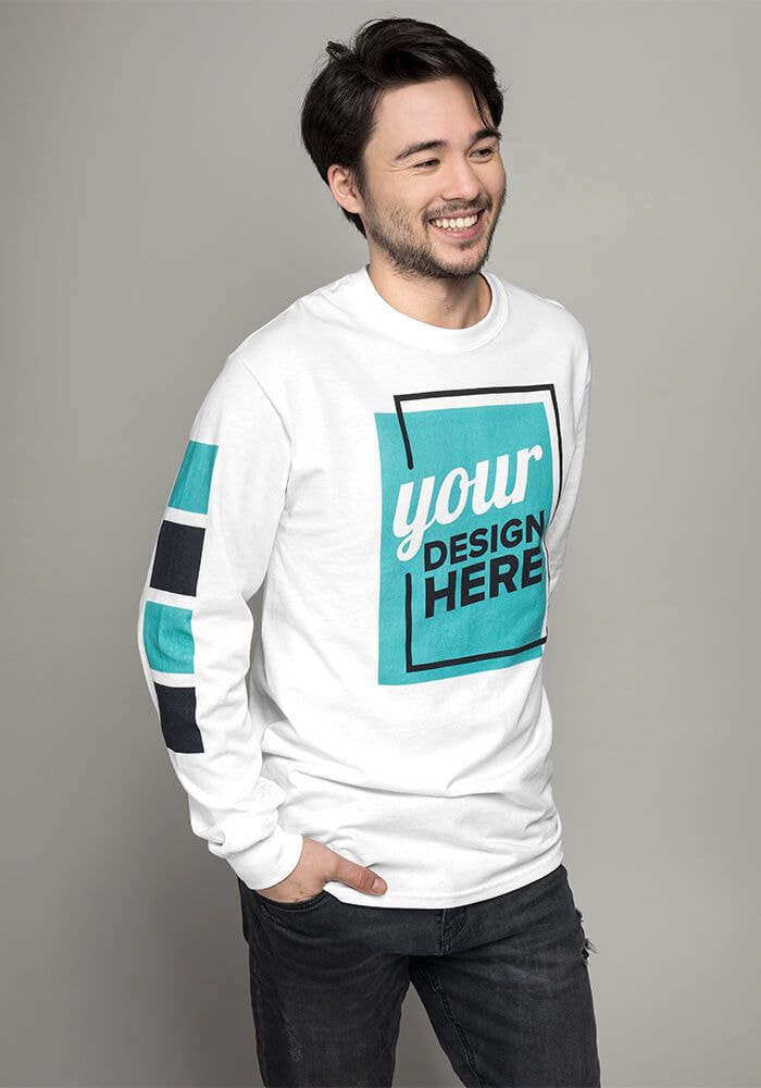 Gildan 2400 Size Chart Mockup Ultra Cotton Long Sleeve T-shirt