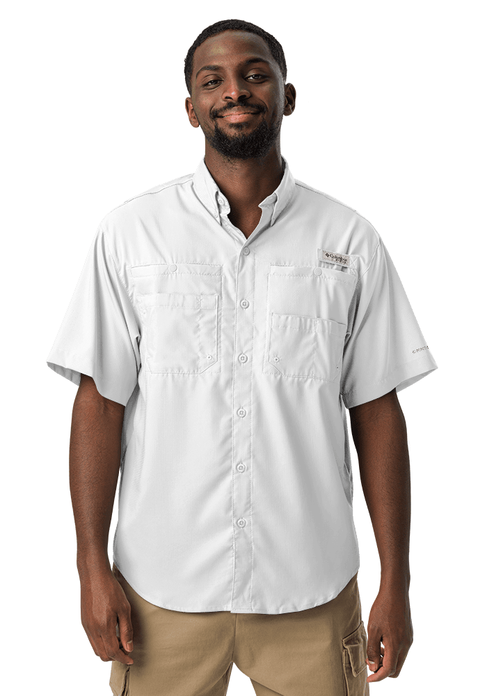Chemise Columbia Omni-Shade Homme - Orange Et Blanc - Taille L - Occasion Parfait état