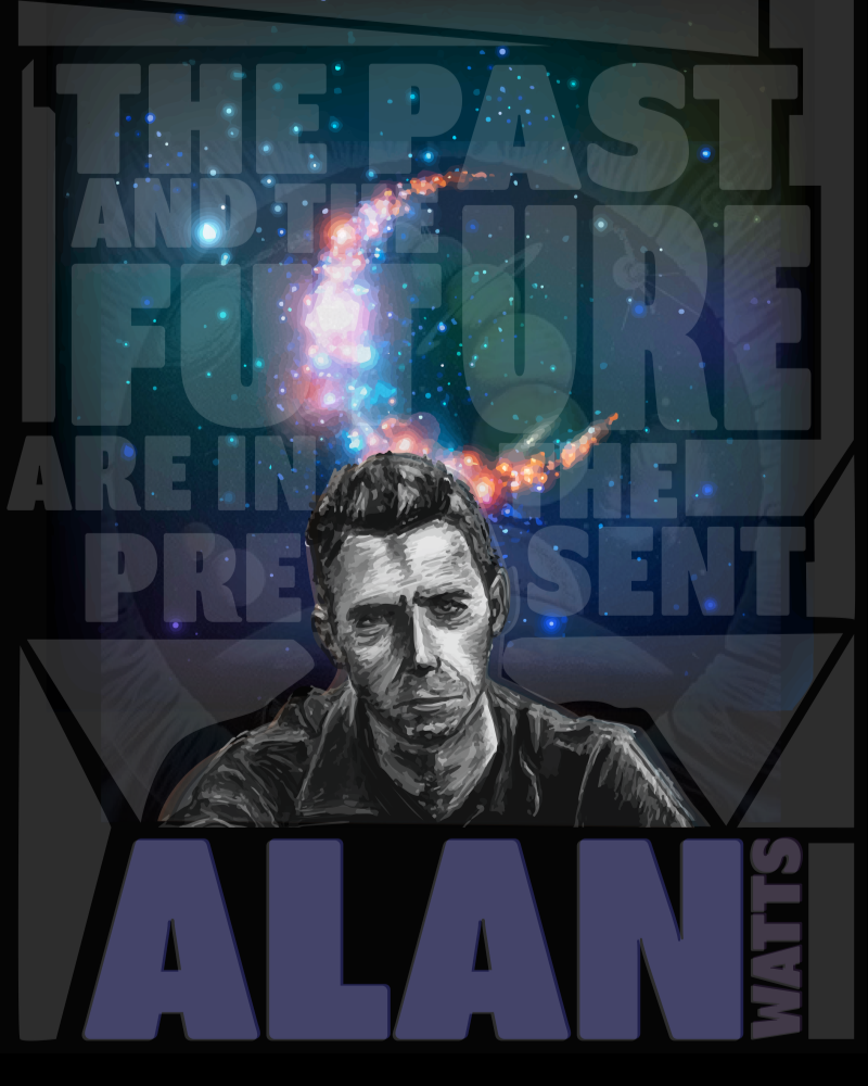 Alan Watts - The Past And The Future Are The Present - Jigsaw Puzzle - Alan, watts, alan watts, past, present, future, quotes, philosophy