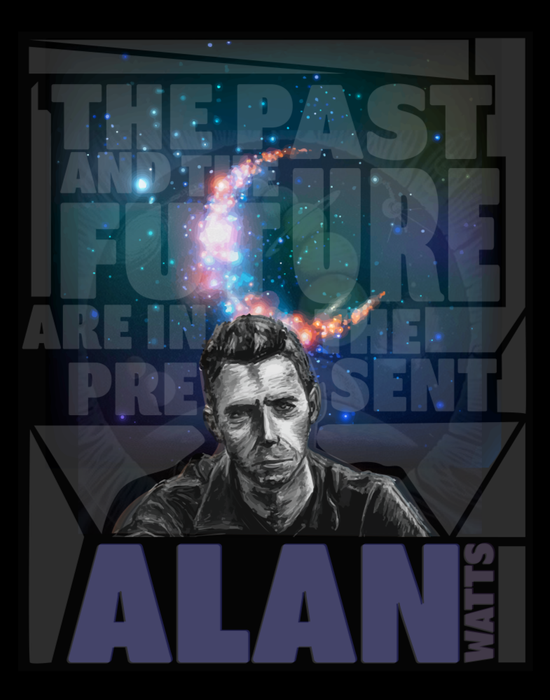 Alan Watts - The Past And The Future Are The Present - Jigsaw Puzzle - Alan, watts, alan watts, past, present, future, quotes, philosophy