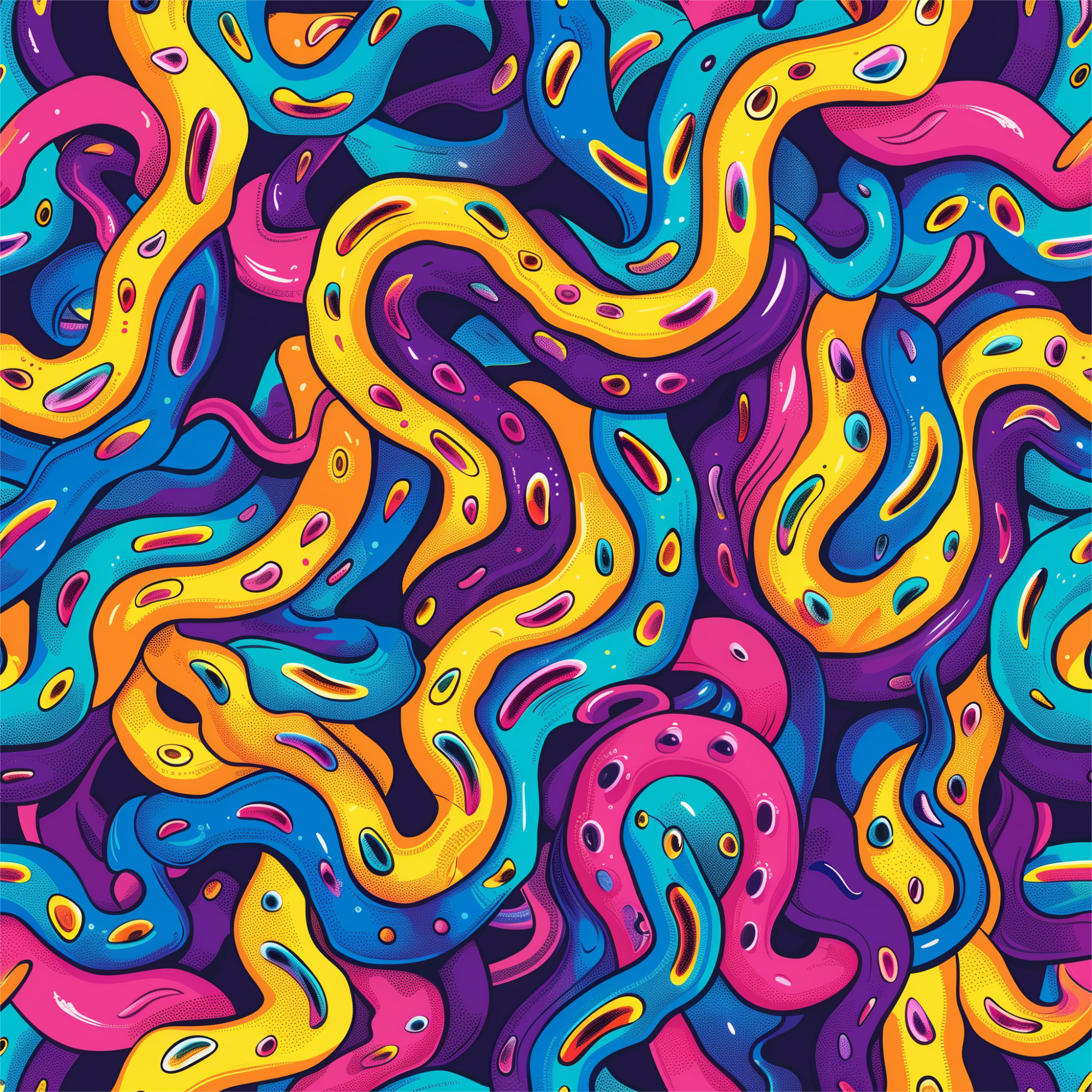 Yellow Blue Purple - Colorful Snake print - Men’s high top canvas shoes