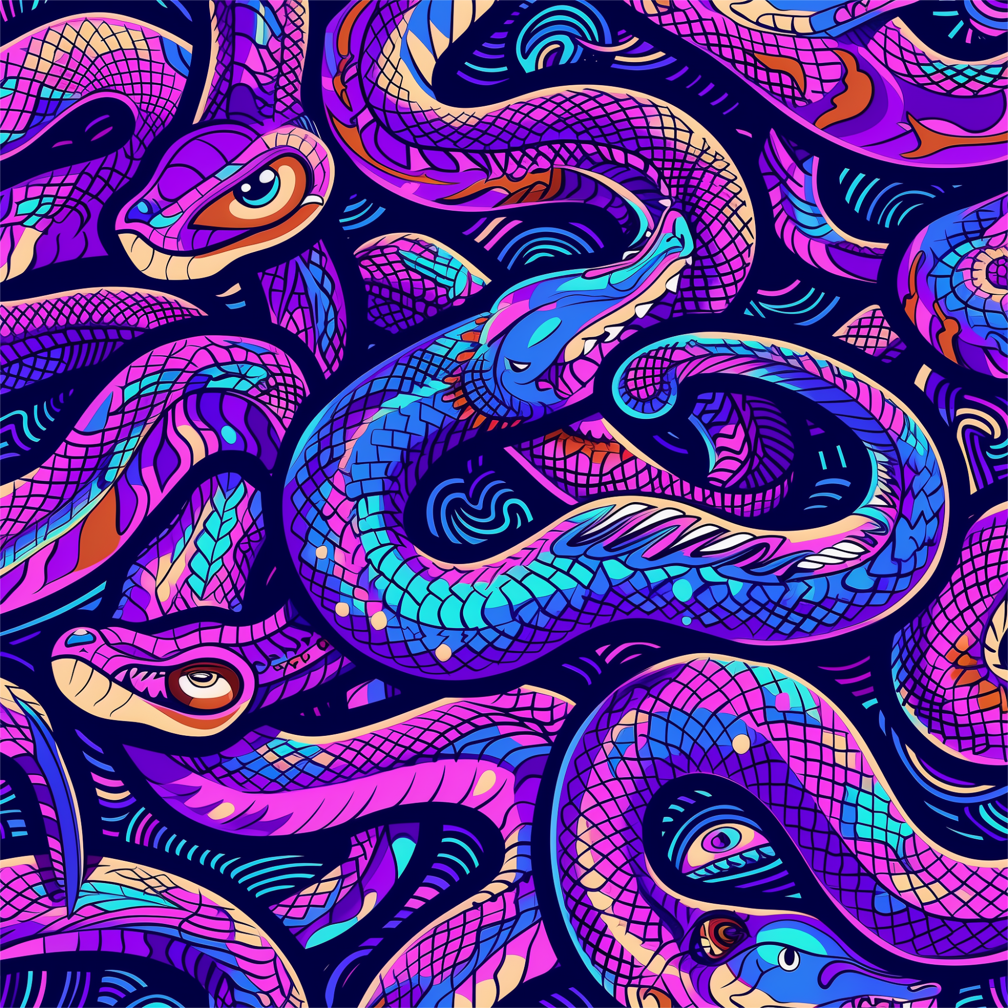 Purple Snakes - Women’s high top canvas shoes