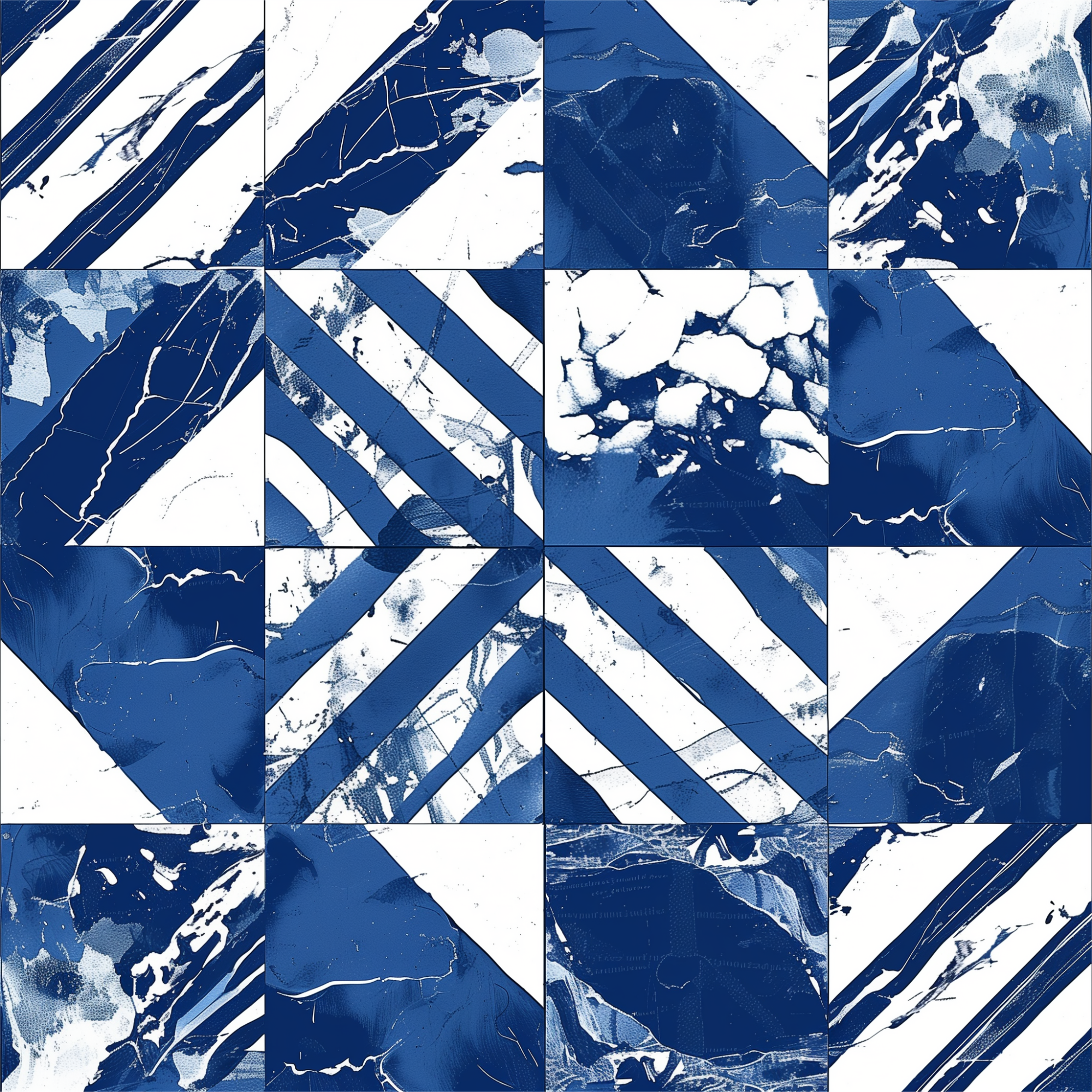 Blue & White Marble Geometric Harmony Men’s high top canvas shoes