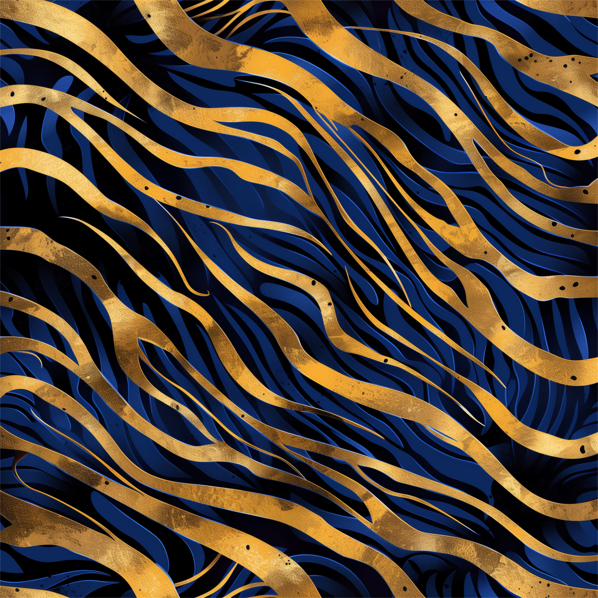 Navy Blue & Gold Tiger Stripes Women’s high top canvas shoes