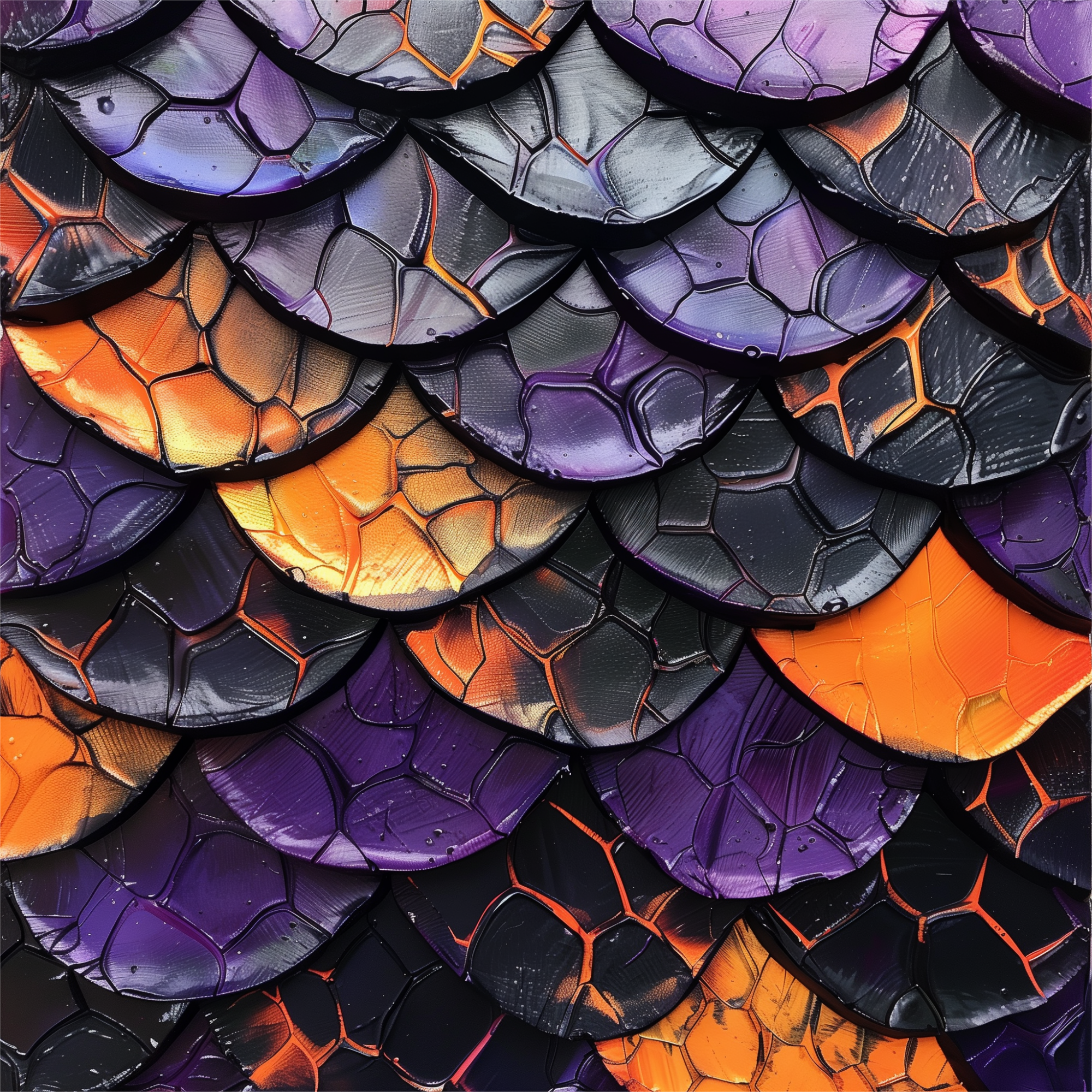 Purple, Orange & Black Dragon Scales Men’s high top canvas shoes