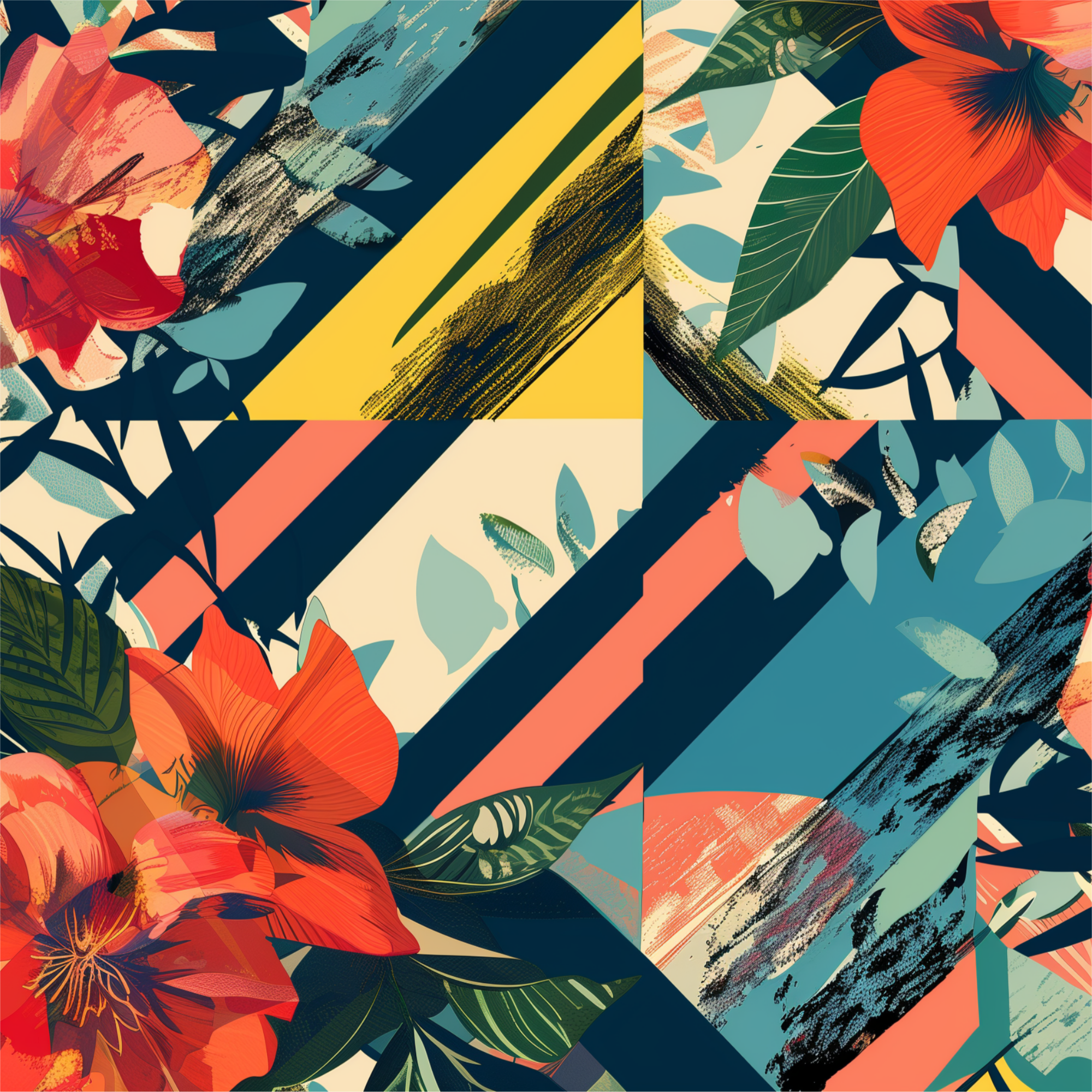 Retro Midcentury Floral Women’s high top canvas shoes