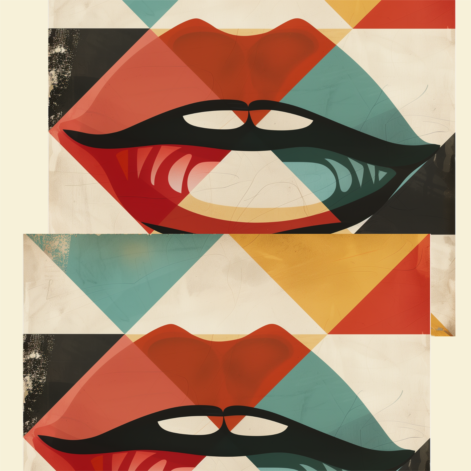 Midcentury Lips Women’s high top canvas shoes