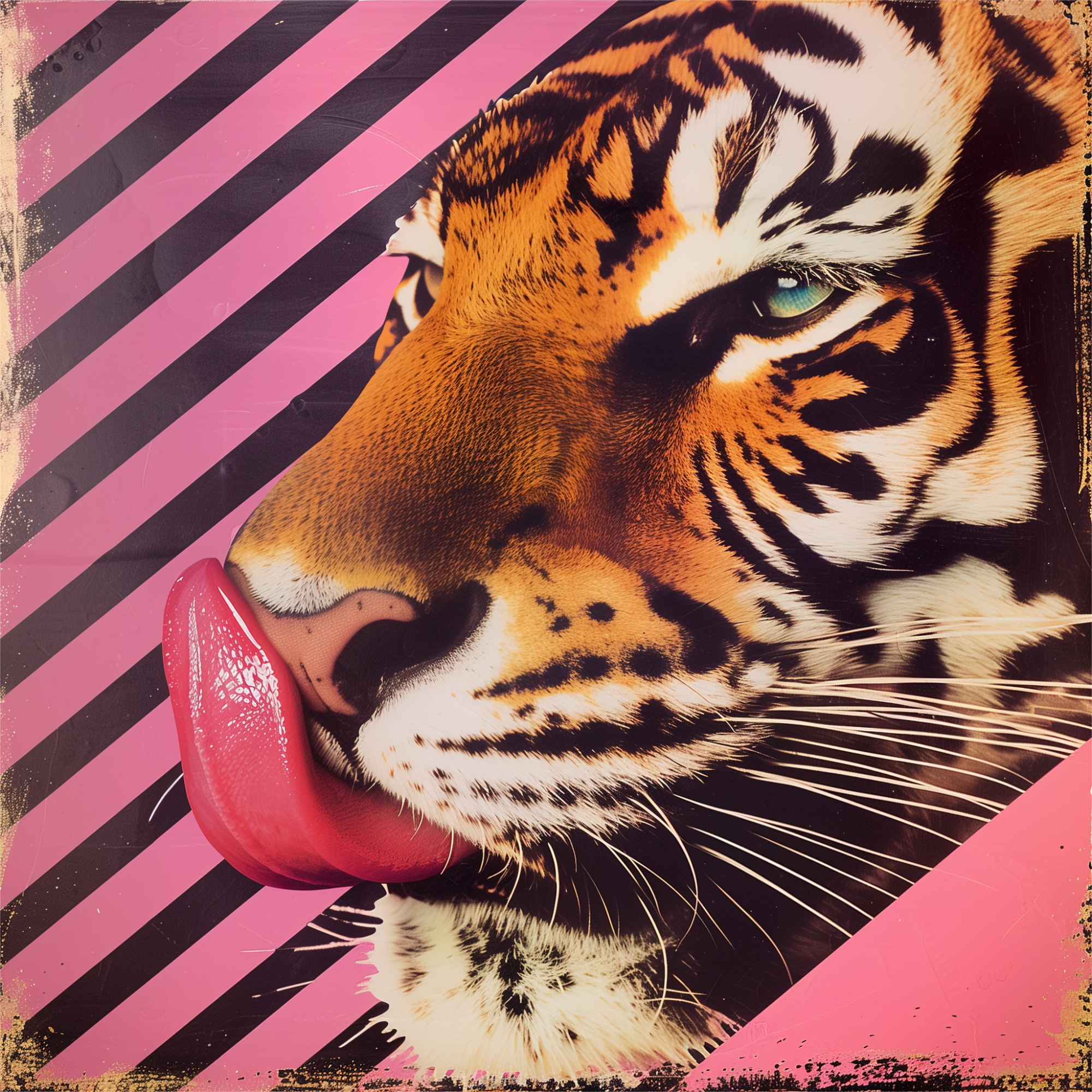 Pink Tiger Tongue Women’s high top canvas shoes