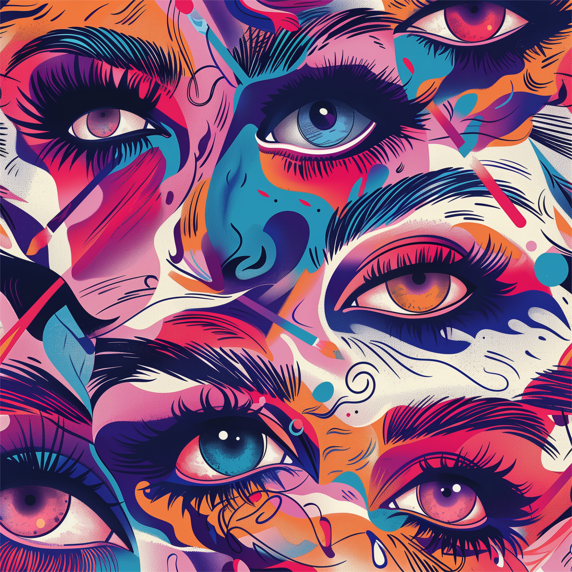 Midcentury Eyelashes Women’s high top canvas shoes