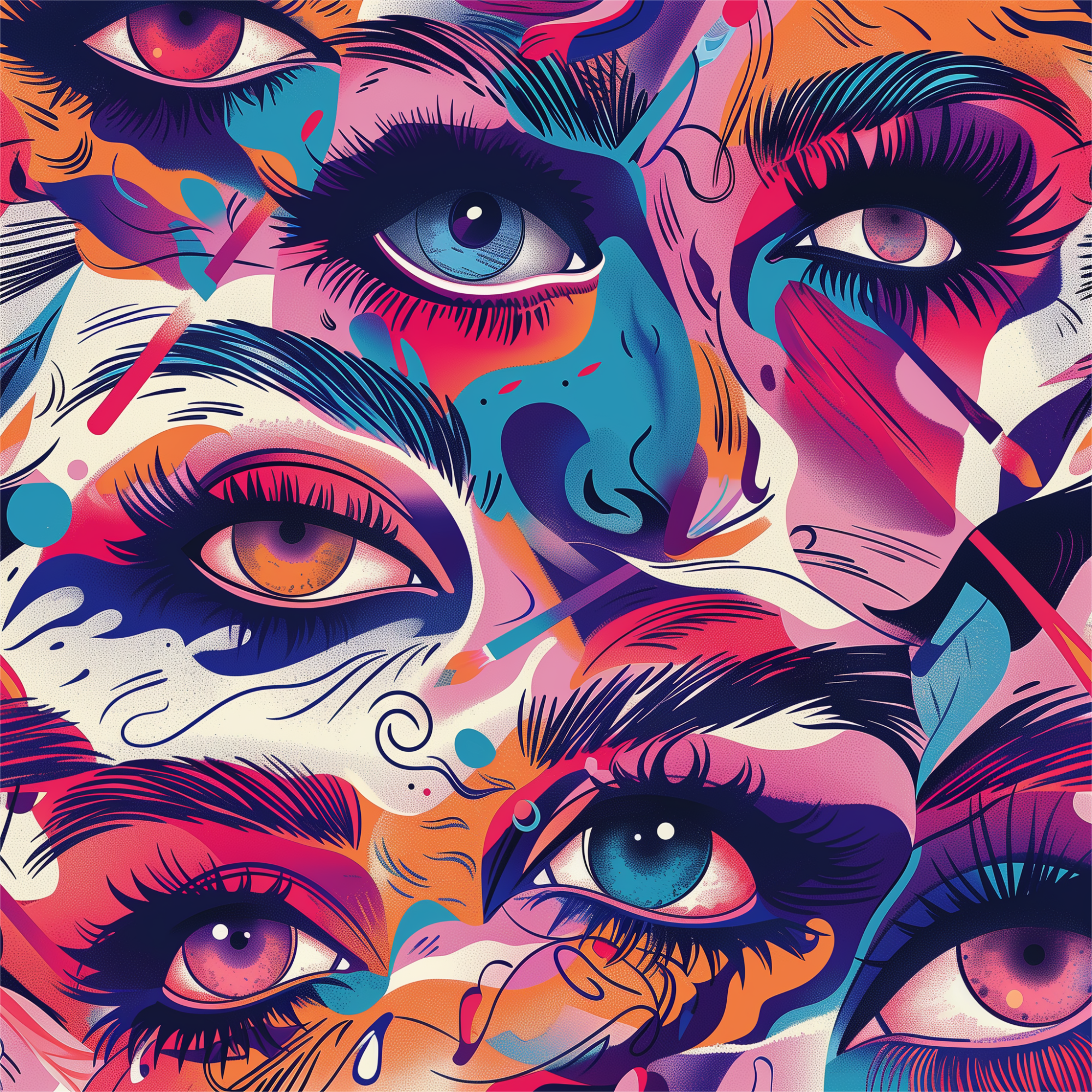 Midcentury Eyelashes Women’s high top canvas shoes