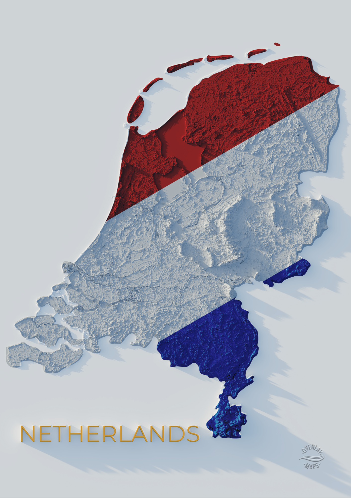 Netherlands Relief Map Poster view 2