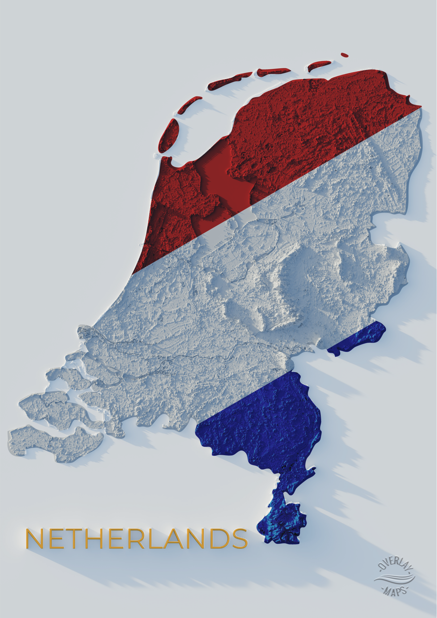 Netherlands Relief Map Poster view 3