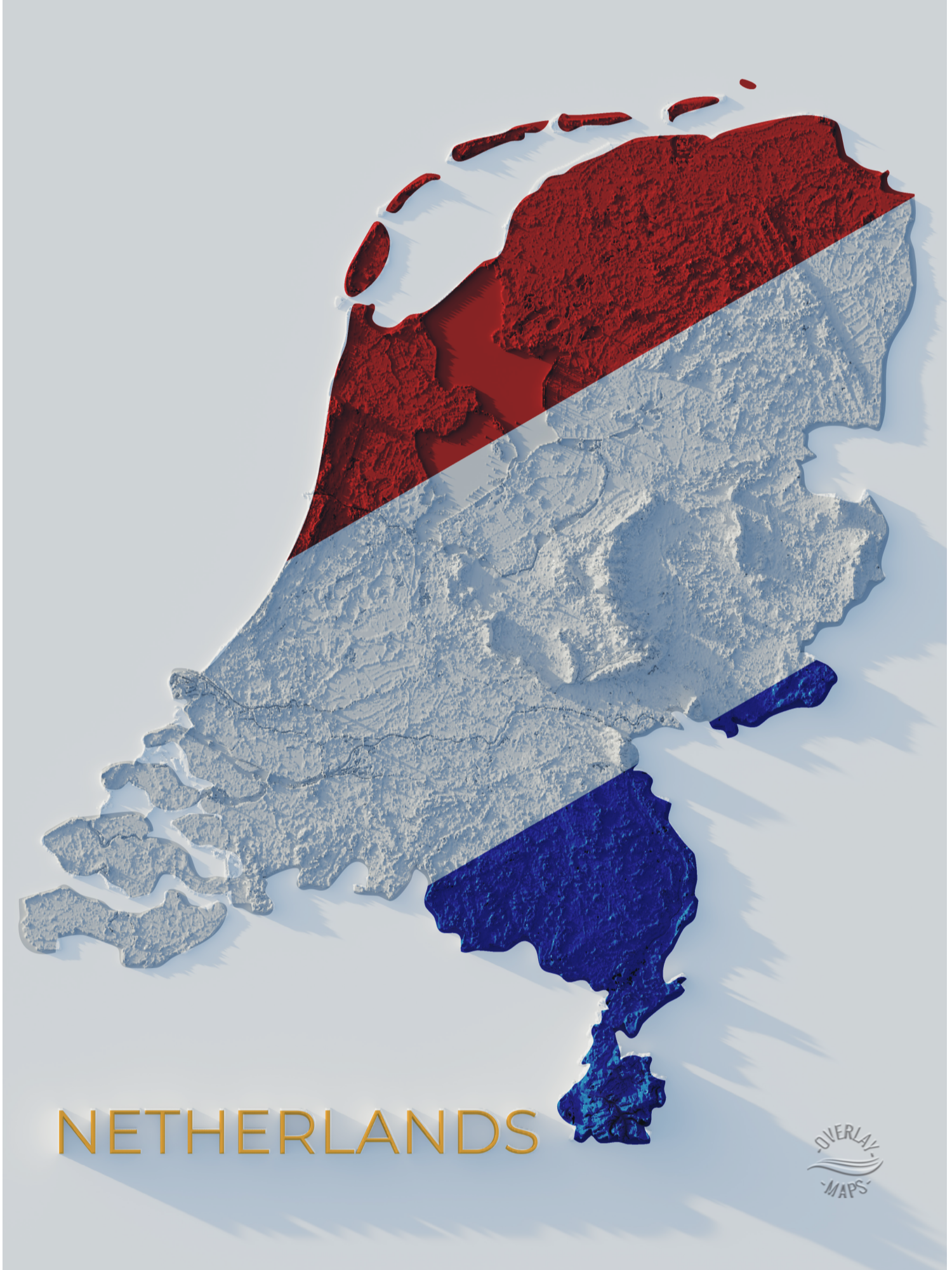 Netherlands Relief Map Poster view 4