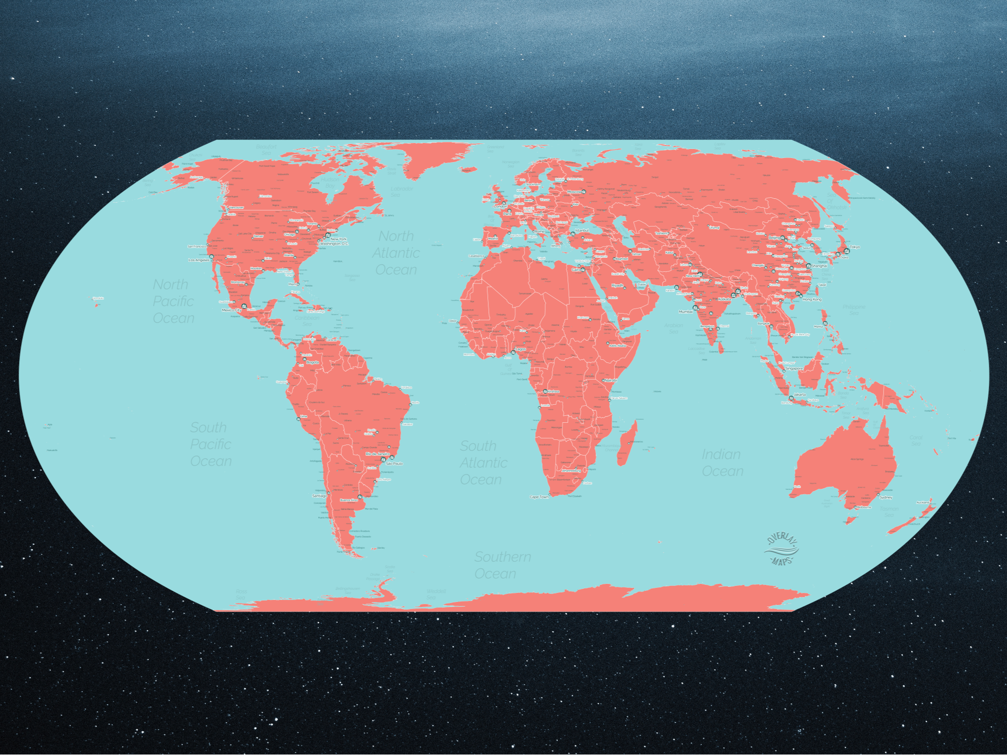 World Map - Framed matte paper poster view 2