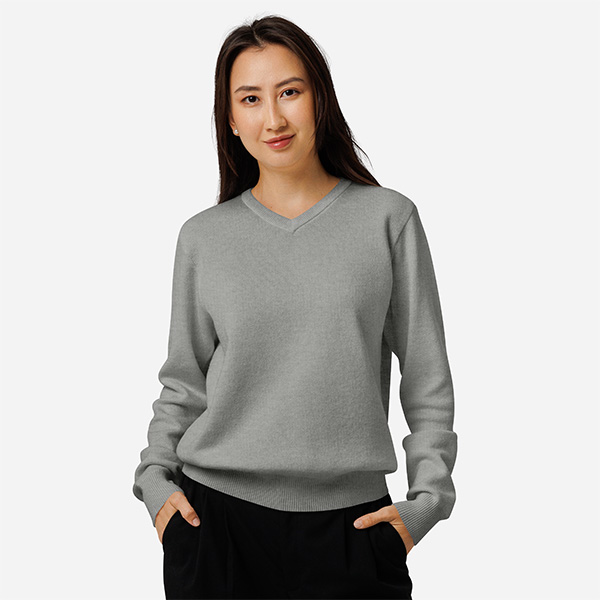 Unisex Knitted V Neck Classic Fit Sweater
