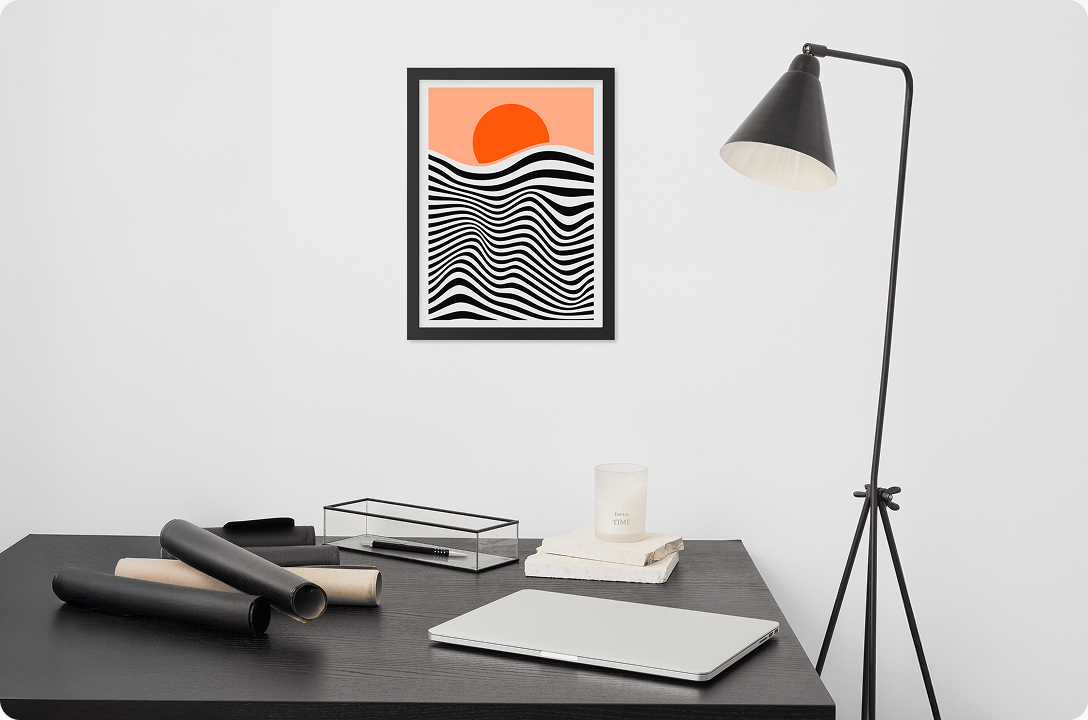 custom poster on a white wall